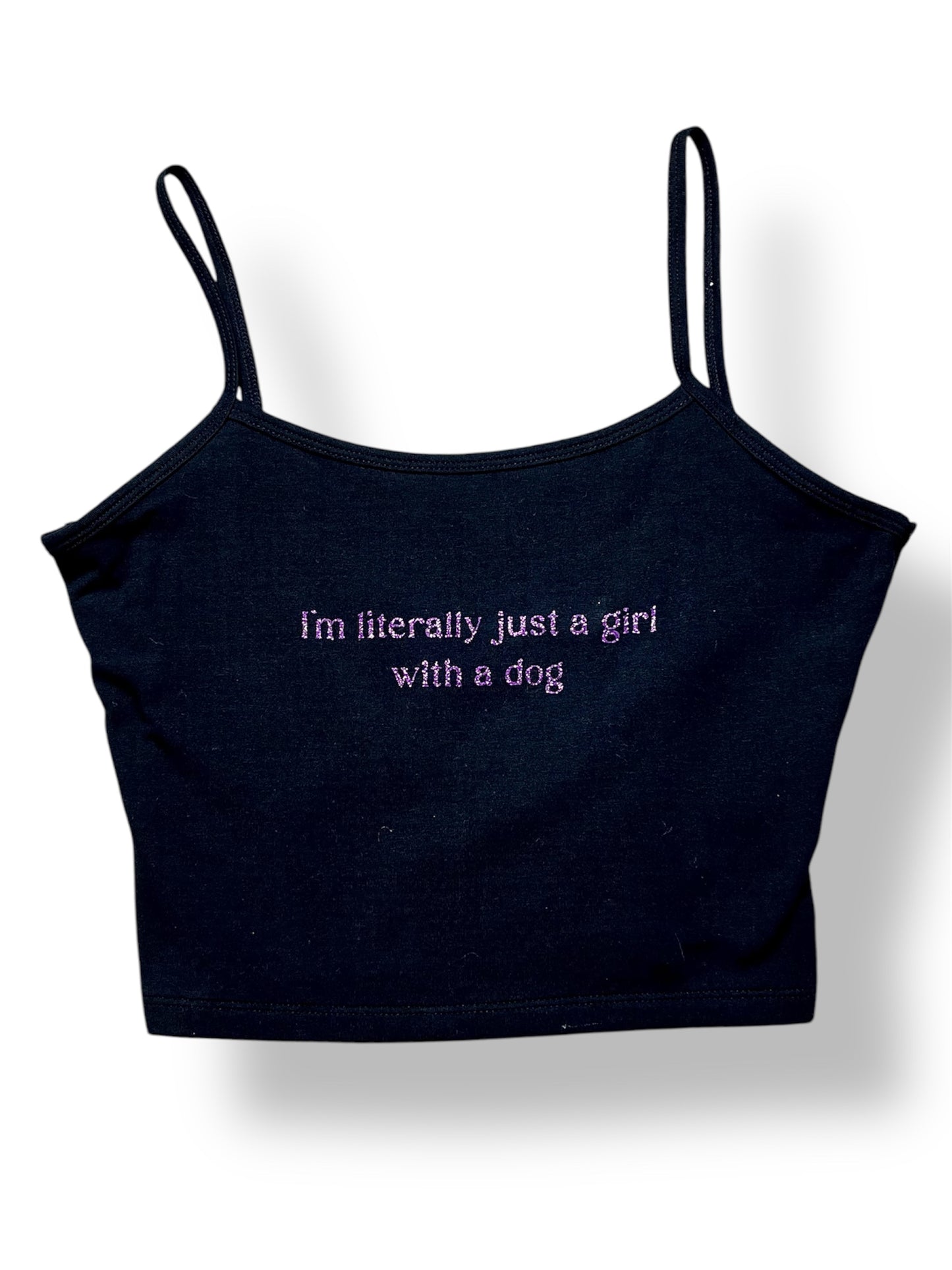 I'm Literally Just a Girl with a Dog Cropped Tank – Black