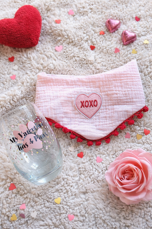 “My Valentines Has 4 Paws” Stemless Wine Glass