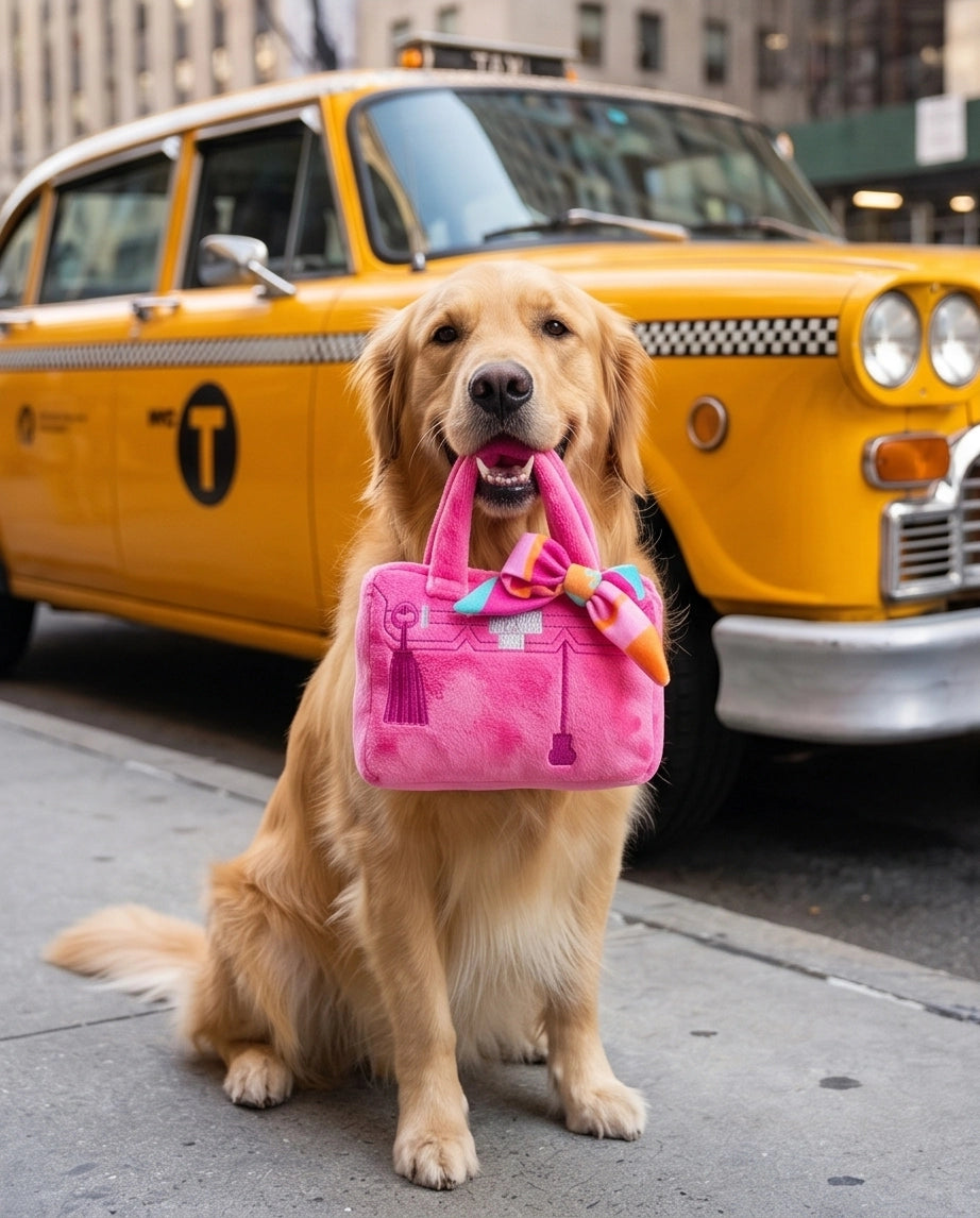 Barkin Bag - Pink w/ Scarf Squeaker Dog Toy